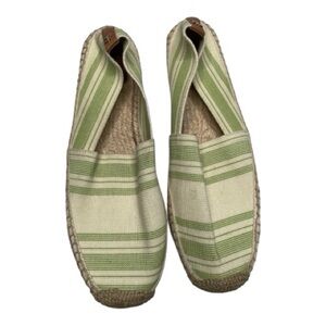 Tory Burch  - Green Striped Espadrille's - Size 11